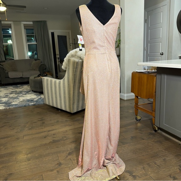 Betsy & Adam Glittering Asymmetrical Blush Dress - Picture 7 of 8